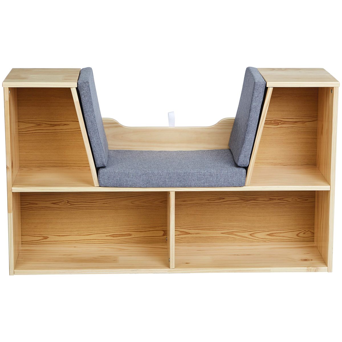 AmazonBasics Kids Bookcase with Reading Nook and Storage Shelves, Natural