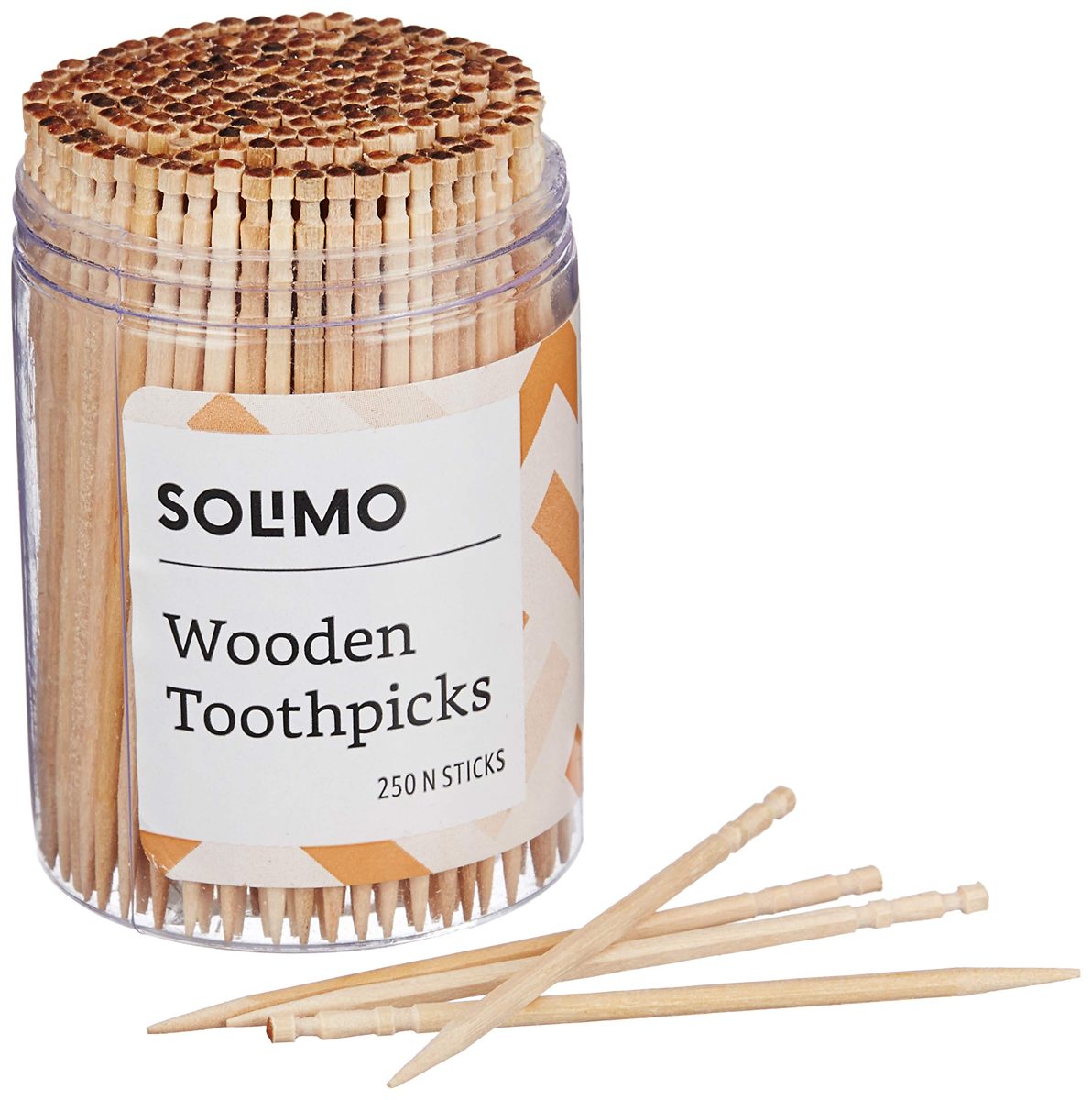Amazon Brand - Solimo Wooden Toothpicks - 250 Sticks (Pack of 2)