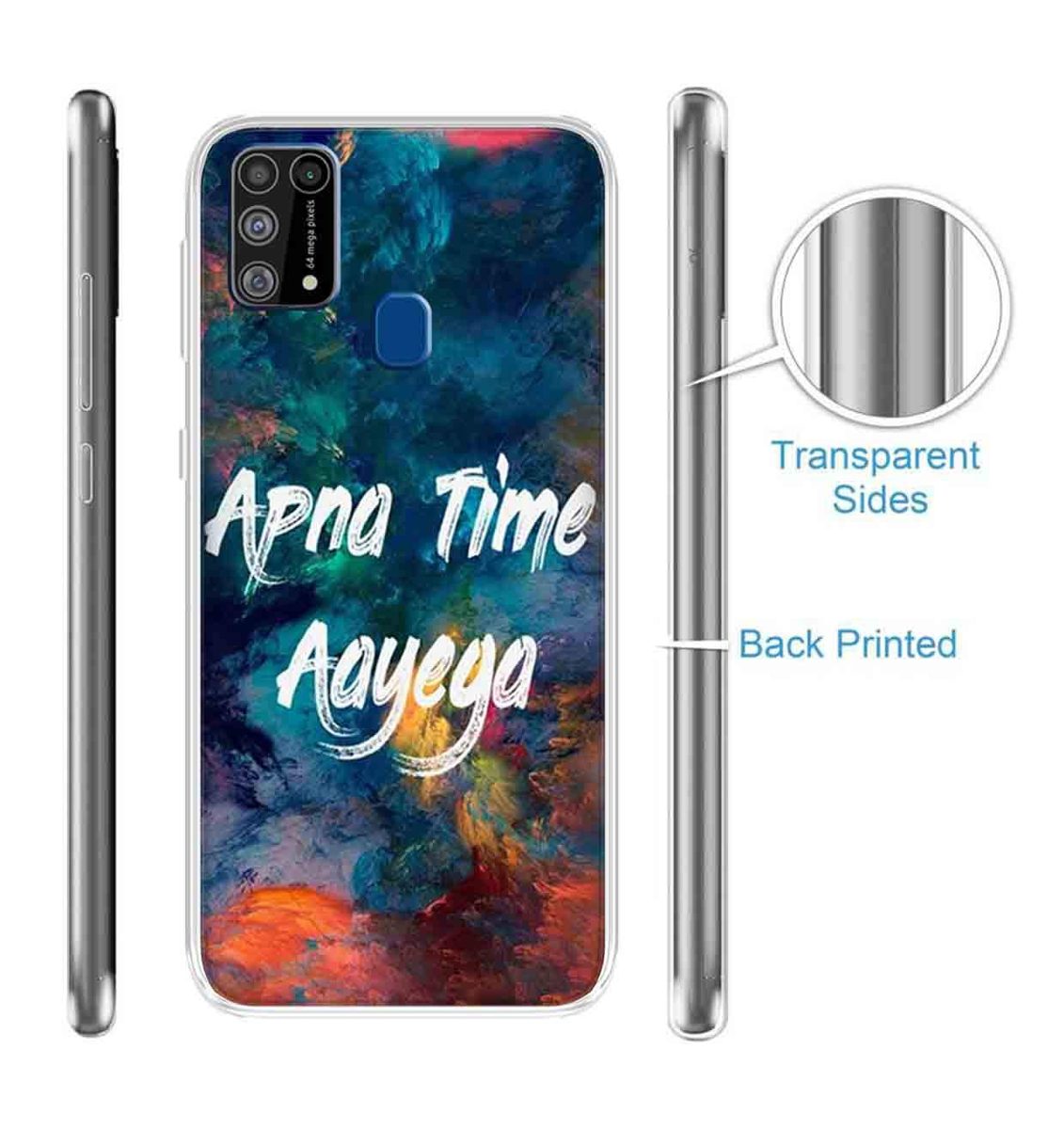 Amazon Brand - Solimo Designer Multicolor Apna Time Ayega Design Printed Soft Back Case Mobile Cover for Samsung Galaxy M31