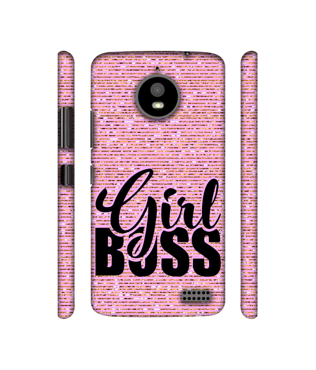 Amazon Brand - Solimo Designer Girl Boss On Pink Sparkle 3D Printed Hard Back Case Mobile Cover for Motorola Moto E4