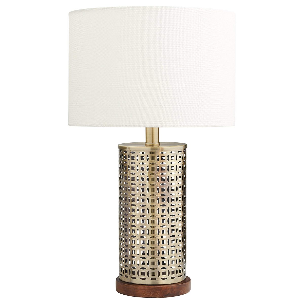 Stone & Beam Modern Mesh Table Lamp, 20"H, Antique Brass with Linen Shade