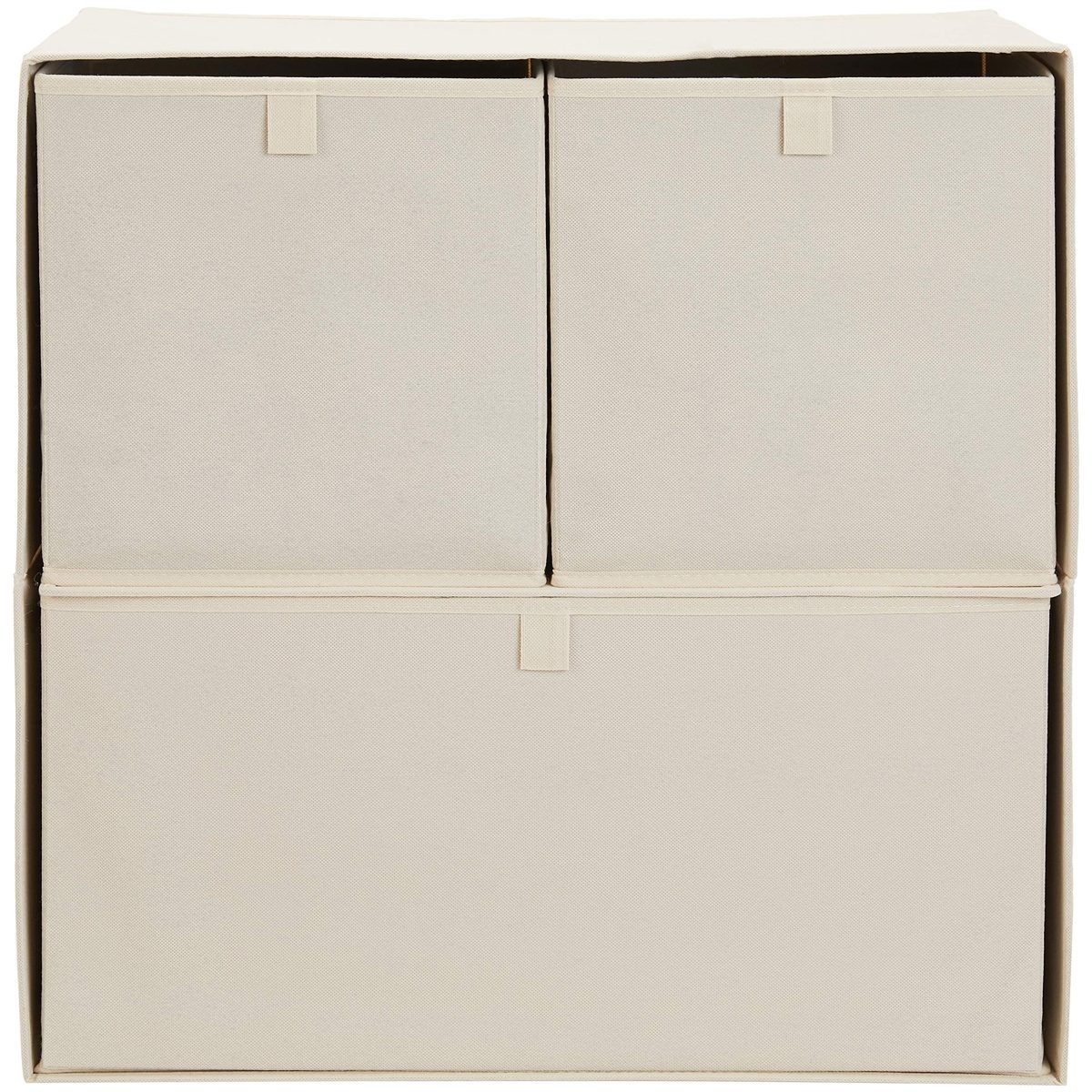 Amazon Brand - Solimo 4 Piece Fabric Storage Organiser,Beige