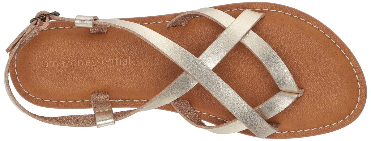 Amazon Essentials Women's Casual Strappy Sandal, Gold, 11 B US