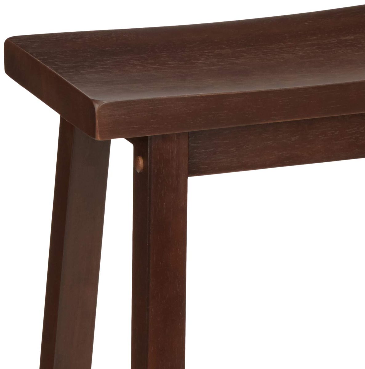 AmazonBasics Classic Solid Wood Saddle-Seat Kitchen Counter Stool with Foot Plate 24 Inch, Walnut, Set of 2