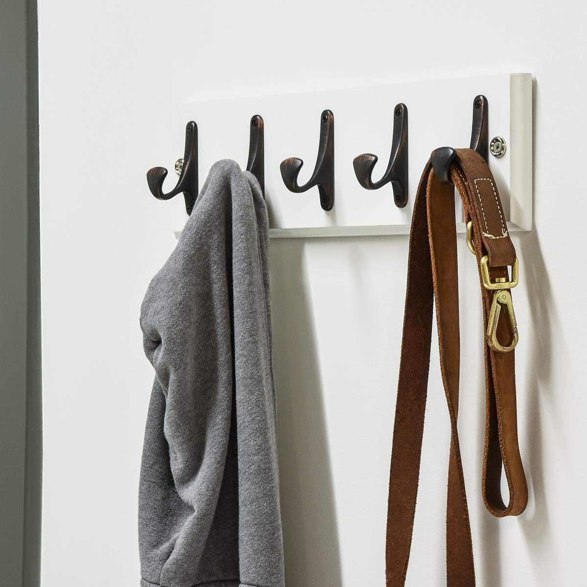 AmazonBasics Curved Single Prong Coat Hook, Oil Rubbed Bronze, 5-Pack