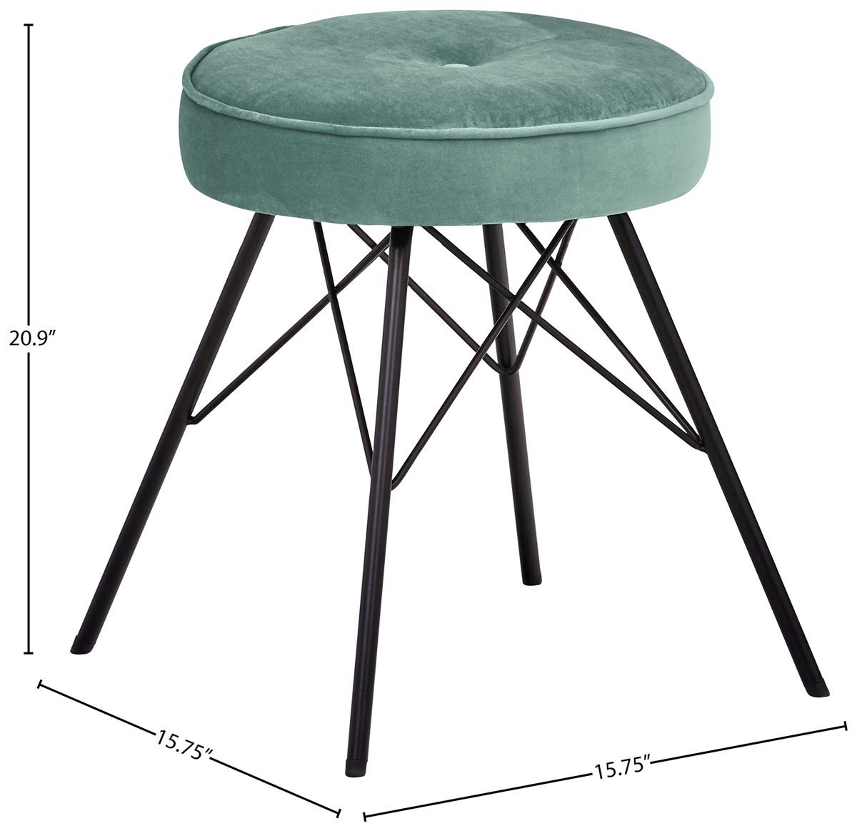 Rivet Stevie Mid-Century Modern Bar Stool, 30"H, Pack of 2, Blue
