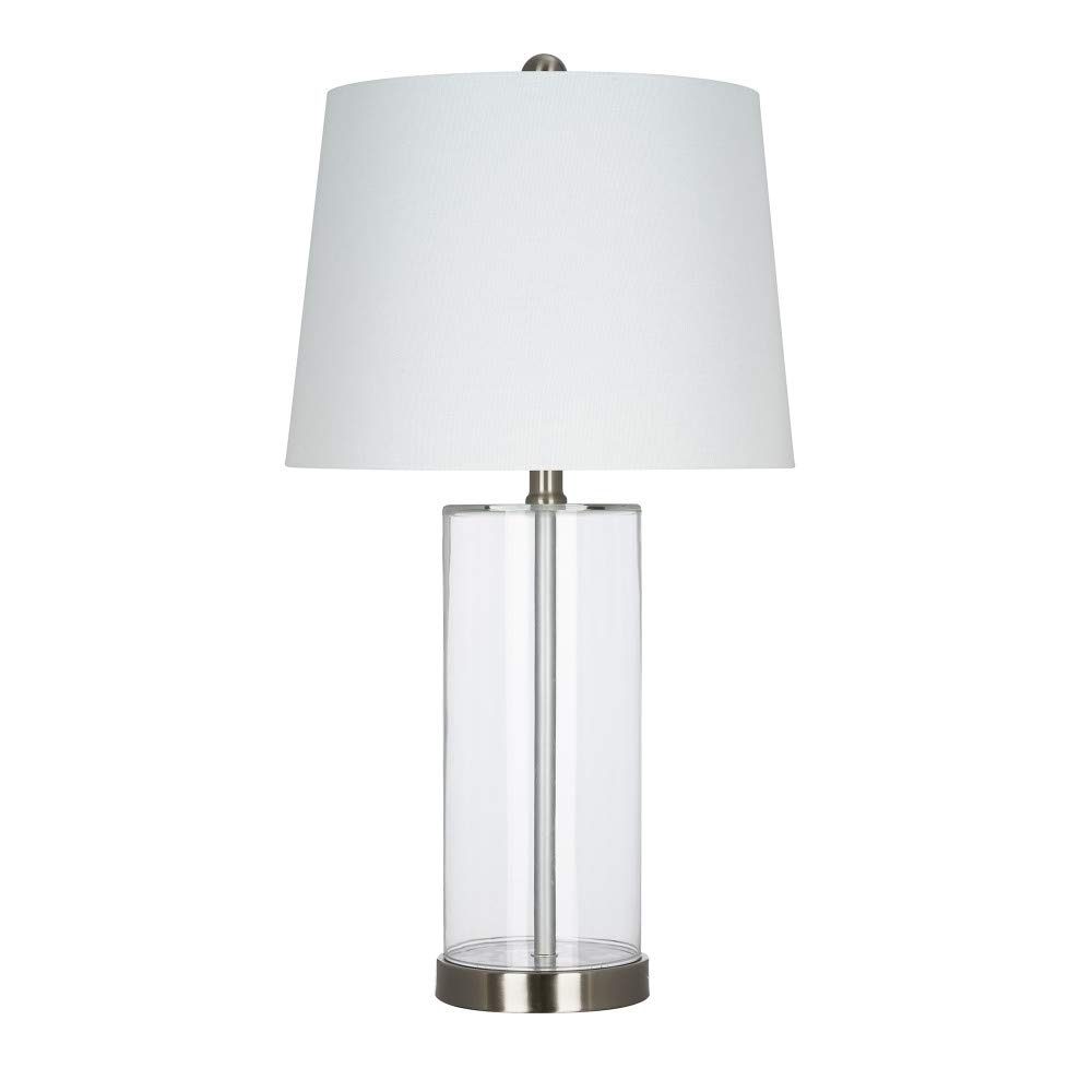 Amazon Brand – Ravenna Home Contemporary Cylindrical Glass Table Lamp, LED Bulb Included, 24.5"H, Clear
