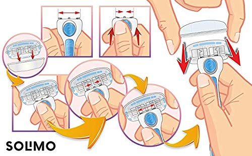 Amazon Brand Solimo Men's 5-Blade Razor, Includes 8 Replacement Blades