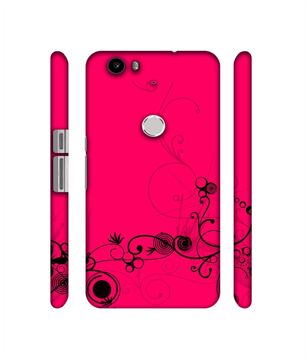 Amazon Brand - Solimo Designer Black Pattern on Pink 3D Printed Hard Back Case Mobile Cover for Nexus 6P