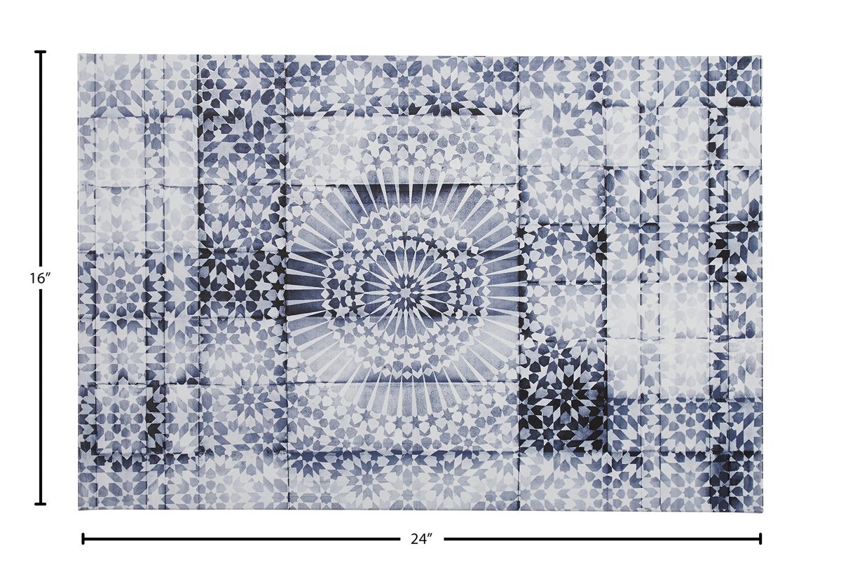 Amazon Brand – Stone & Beam Contemporary Blue and White Mandala Print Wall Art on Canvas, 24" x 16"
