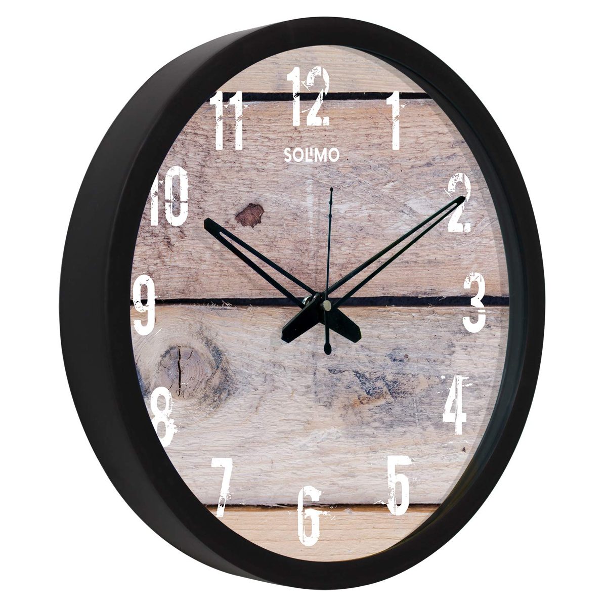 Amazon Brand - Solimo 12-inch Wall Clock - Desginer (Silent Movement, Black Frame), SC-1027