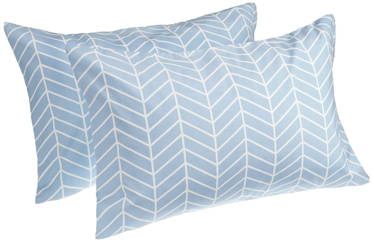 AmazonBasics Premium Microfiber Pillowcases, 2-Pack - 40 x 80 cm, Chevron Blue Fog