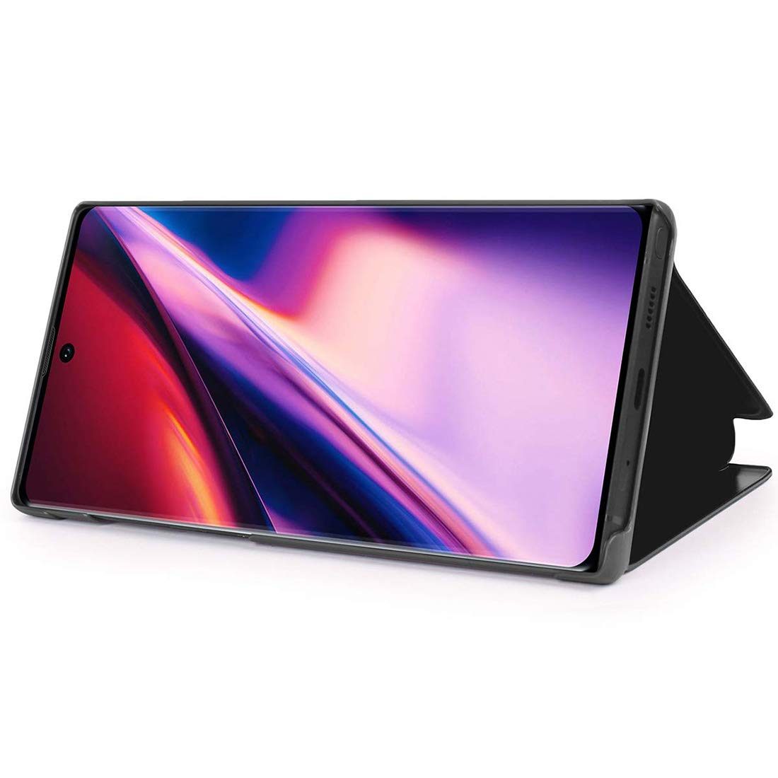 Amazon Brand - Solimo Protective Clear View flip Cover for Samsung Galaxy Note 10 (Black)