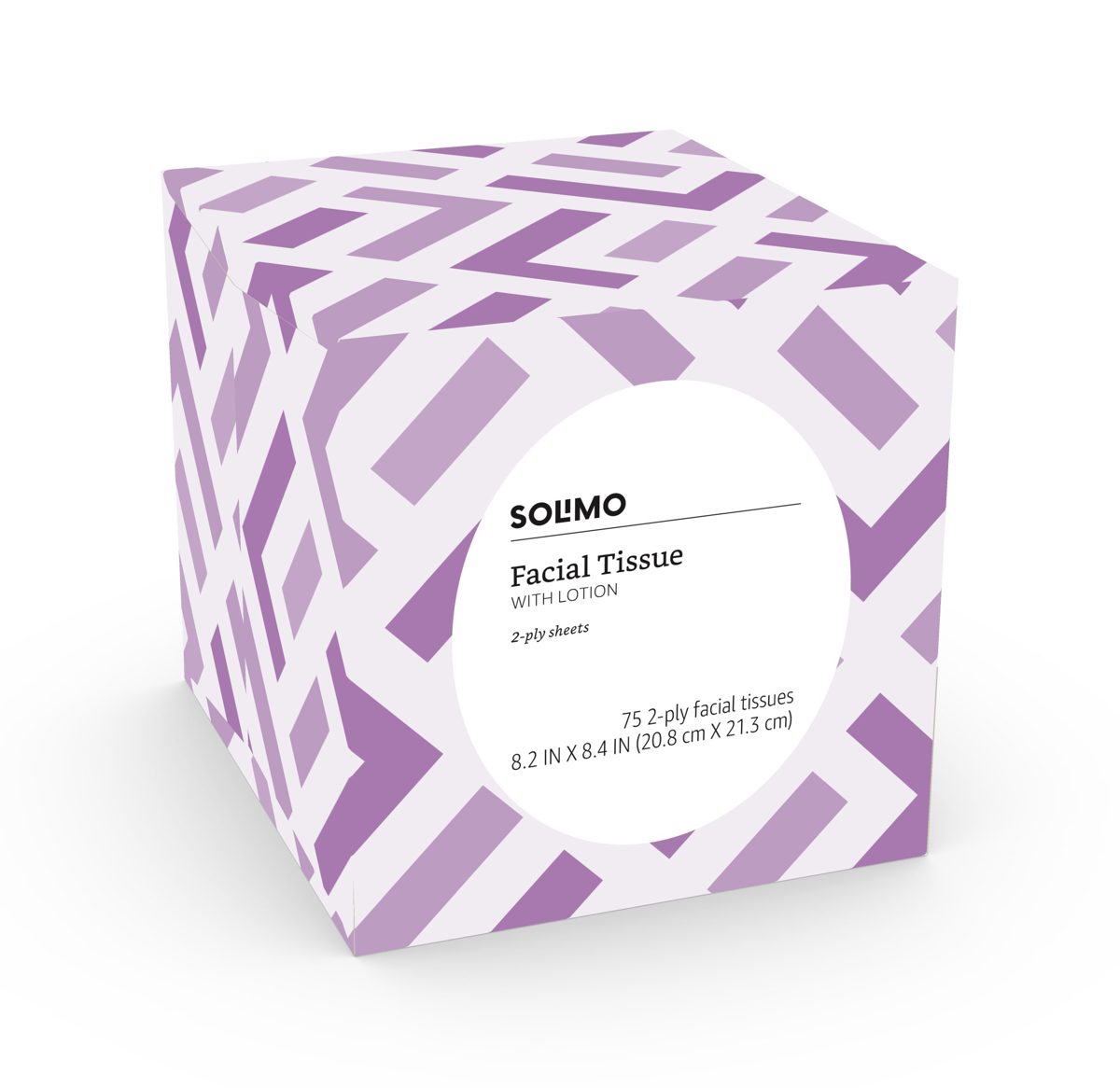 Amazon Brand - Solimo Facial Tissues with Lotion (4 Cube Boxes), 75 Tissues per Box (300 Tissues Total)
