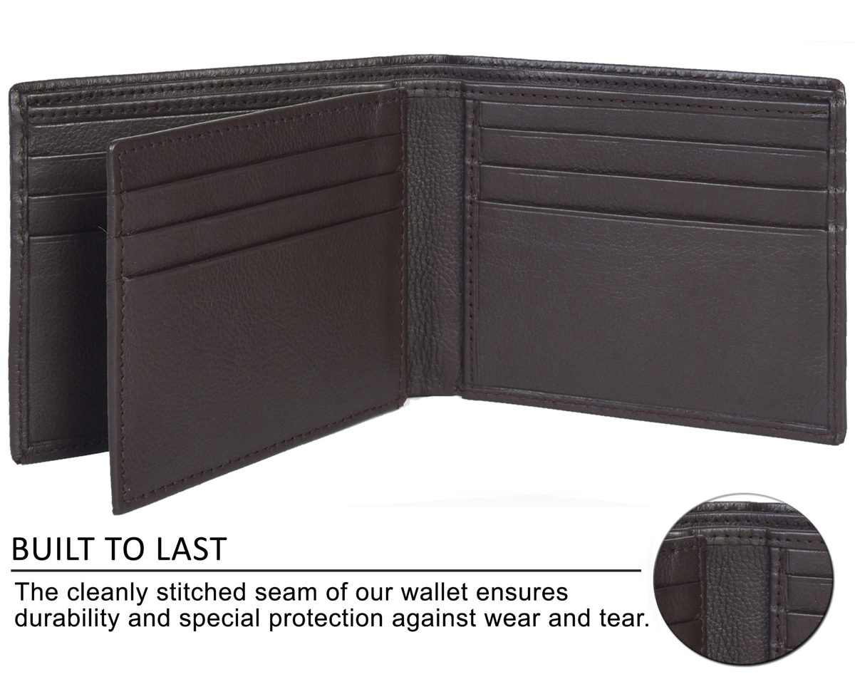 Clifton Heritage Leather Bifold Wallets for Men - Slim RFID Blocking Compact Design Travel Smart Wallet (Brown Nappa)