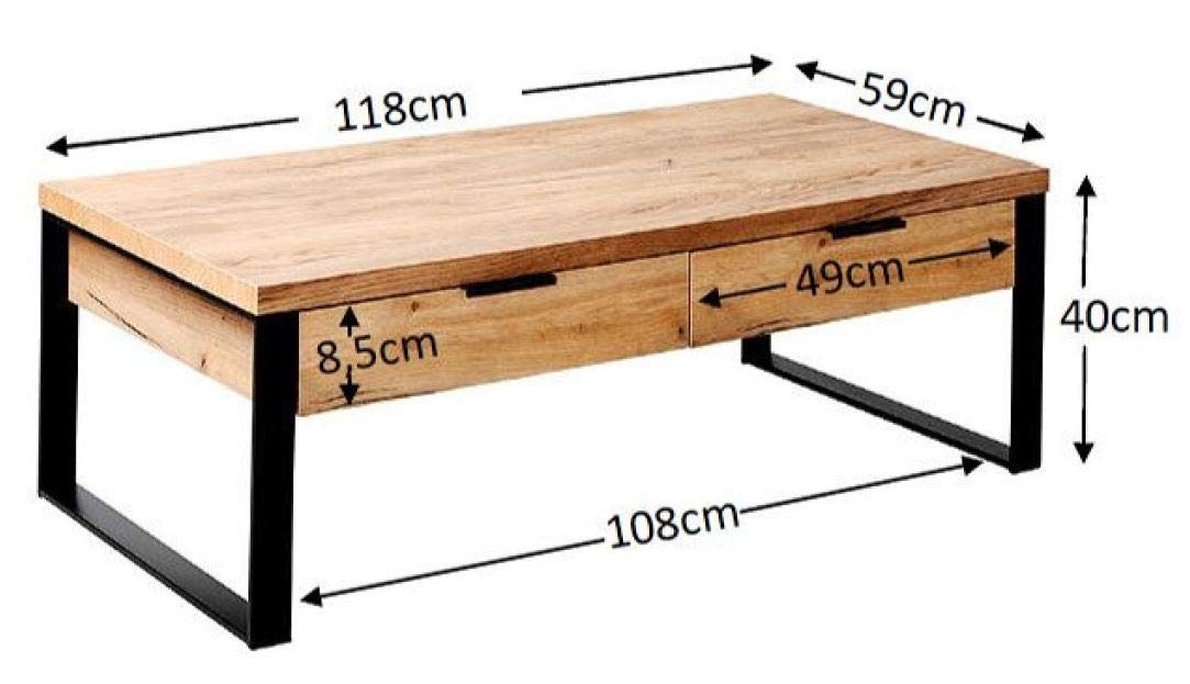 Amazon Brand - Movian Ems - Coffee Table with Drawers, 118 x 59 x 40 cm - Core Oak Effect