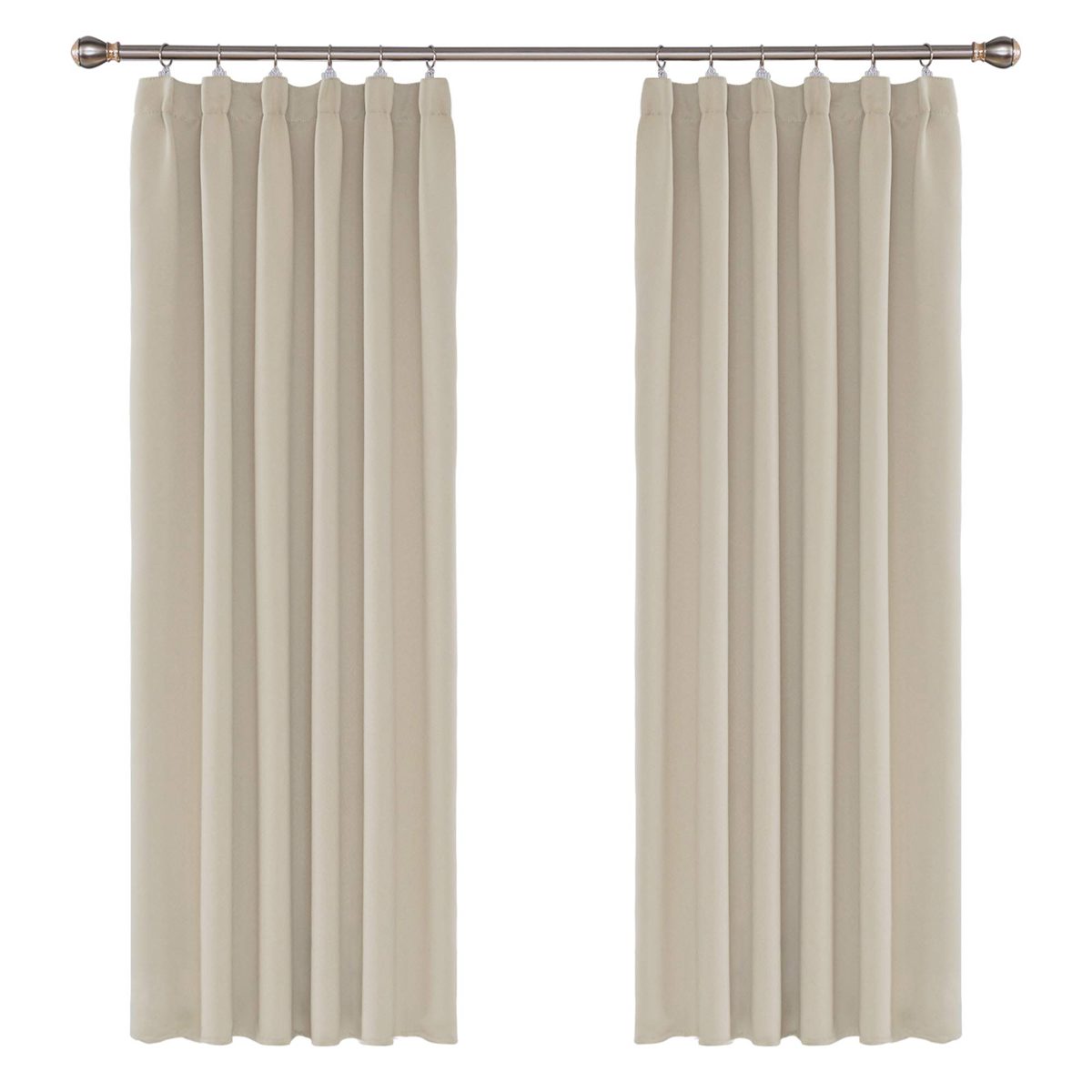 UMI by Amazon Thermal Insulated Decorative Bedroom Curtains Pencil Pleat Blackout Curtains for Livingroom 55 x 70 Inch Beige 2 Panels