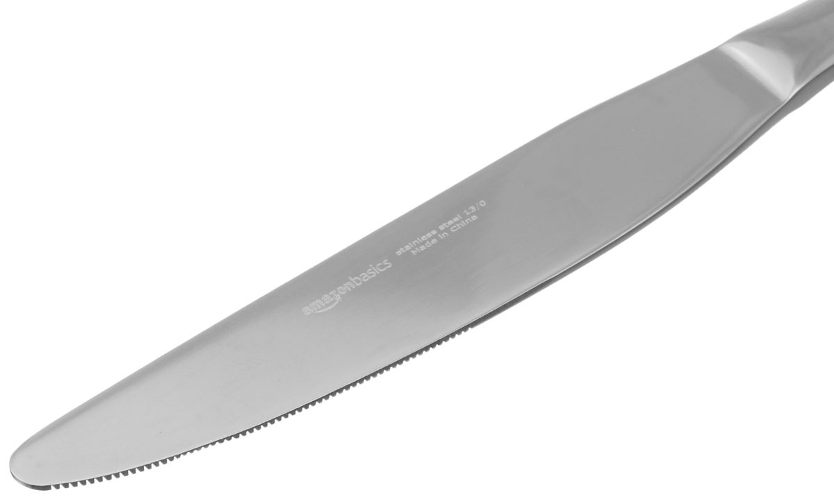 AmazonBasics Stainless Steel Dinner Knives with Round Edge, Pack of 12