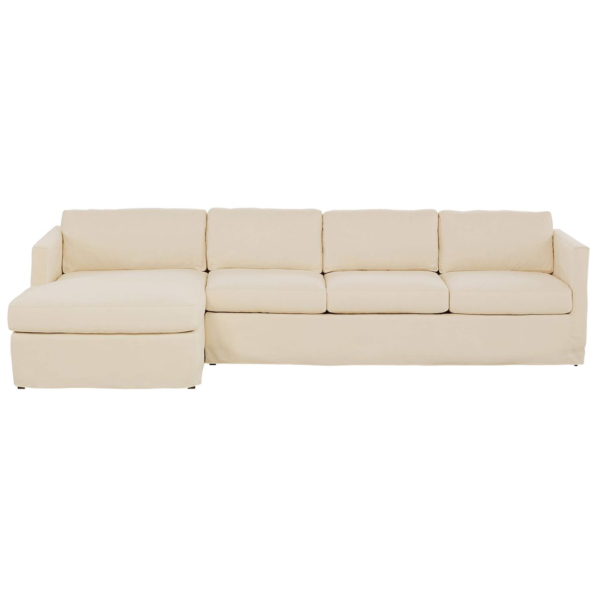 Amazon Brand – Stone & Beam Andover Slipcover Left-Facing Sofa-Chaise Sectional, 126"W, Cream Fabric