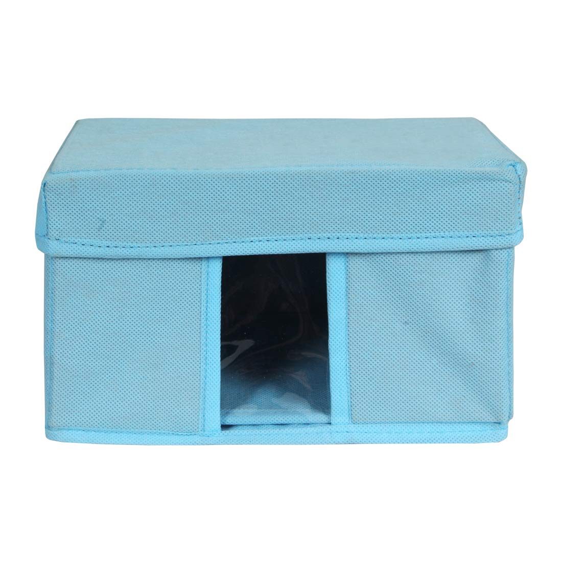 Amazon Brand - Solimo Fabric Rectangular Storage Box, Set of 6, Medical Blue