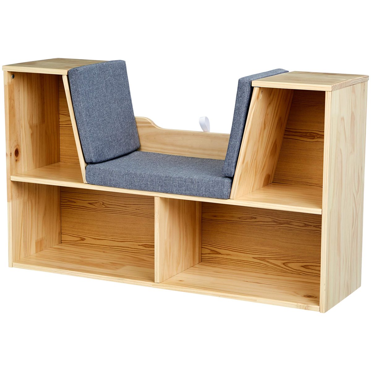 AmazonBasics Kids Bookcase with Reading Nook and Storage Shelves, Natural