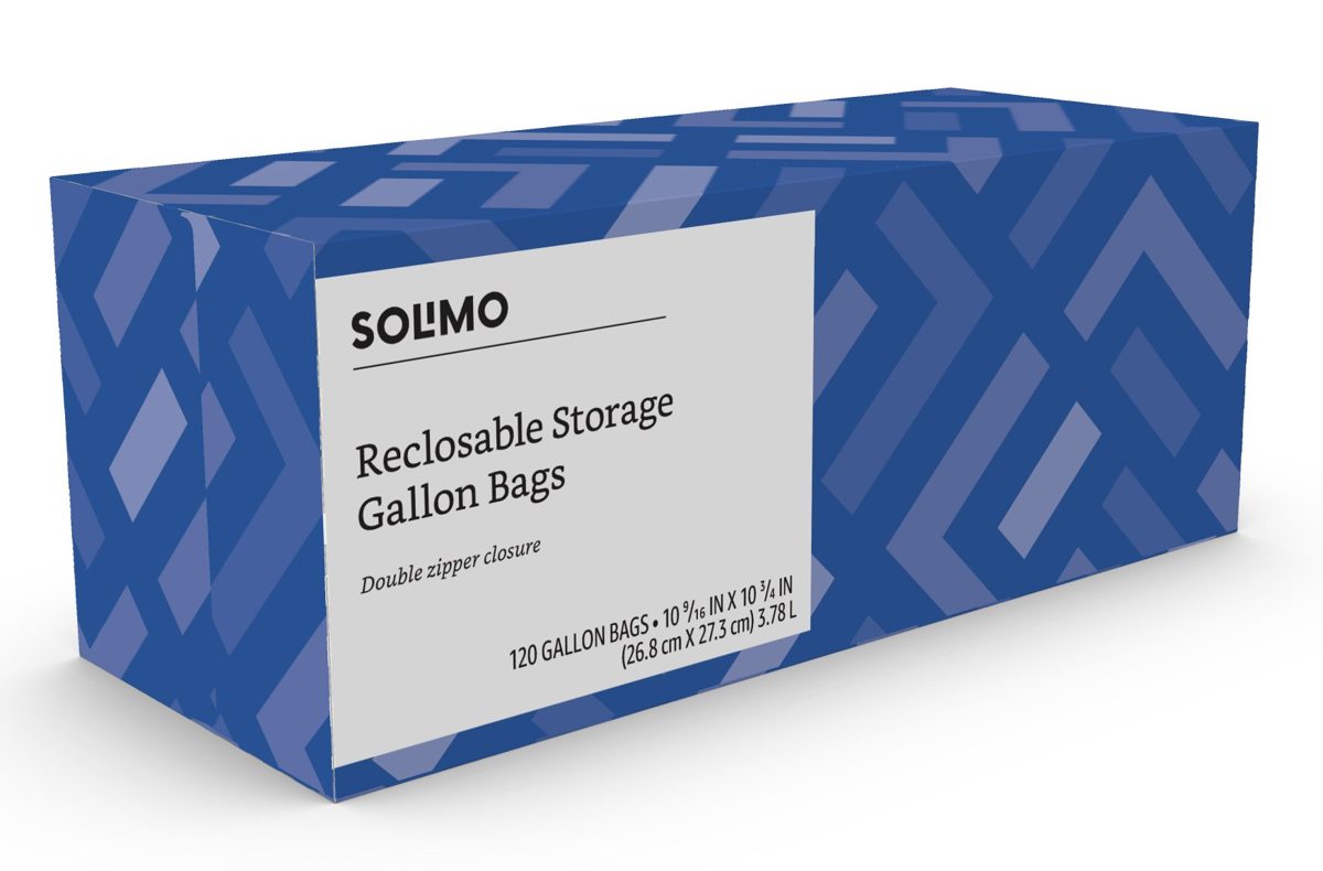 Amazon Brand - Solimo Dishwasher Detergent Pacs, Fresh Scent, 85 Count & Solimo Gallon Food Storage Bags, 120 Count