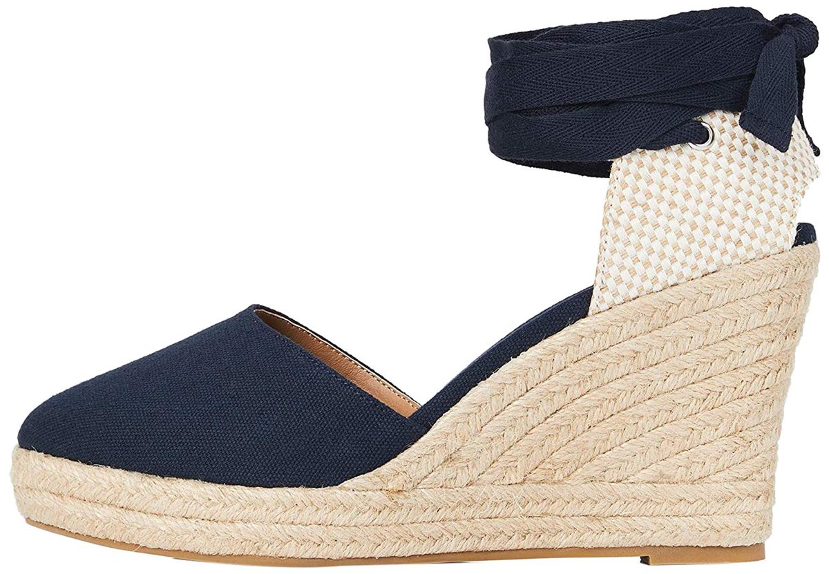 find. Women's Close Toe Canvas Espadrille Wedge Sandal, Blue (Blue), 6 UK