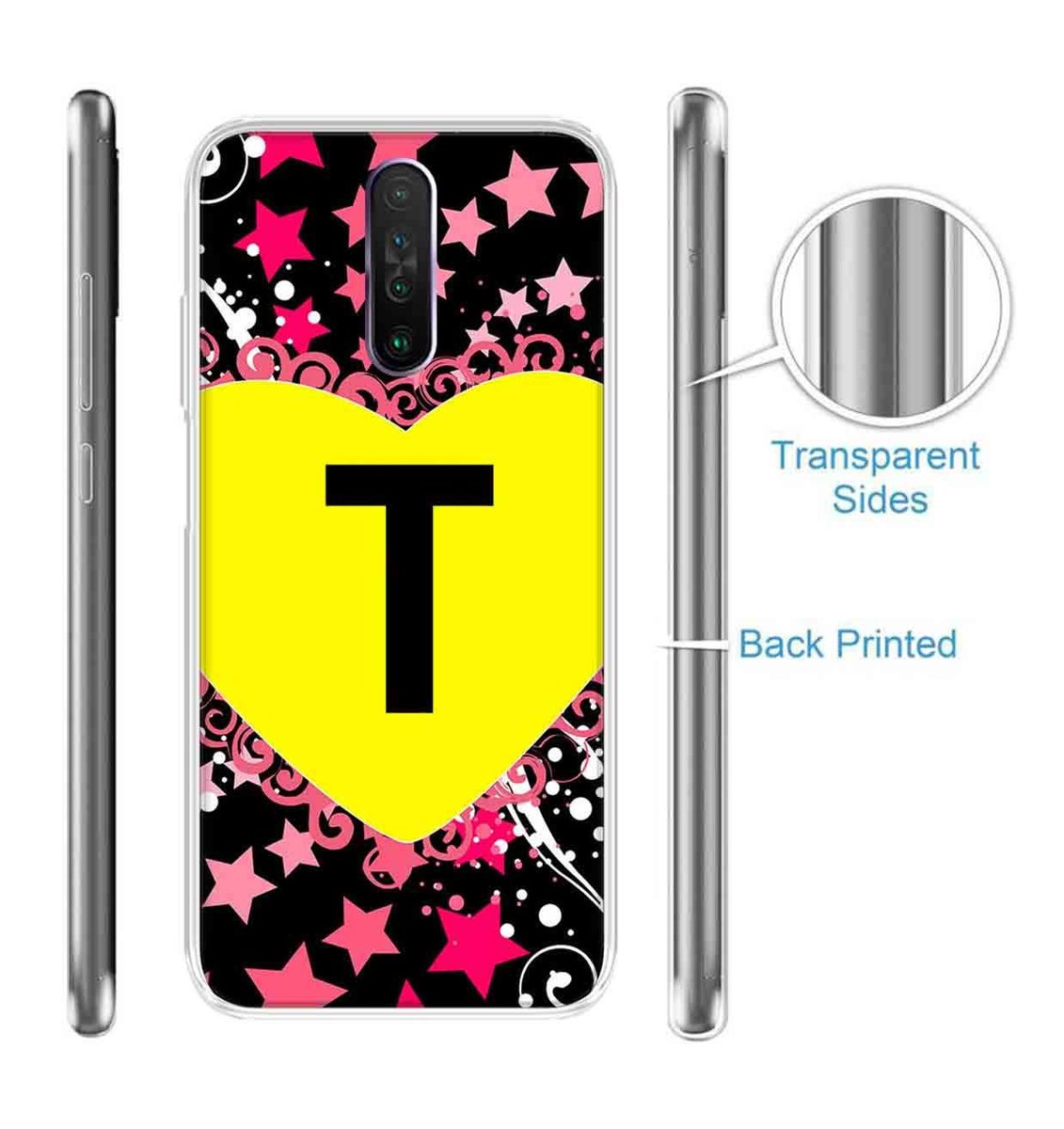 Amazon Brand - Solimo Designer Multicolor Heart Pattern Alphabet-T Printed Soft Back Case Mobile Cover for Poco X2 / Xiaomi Redmi K30