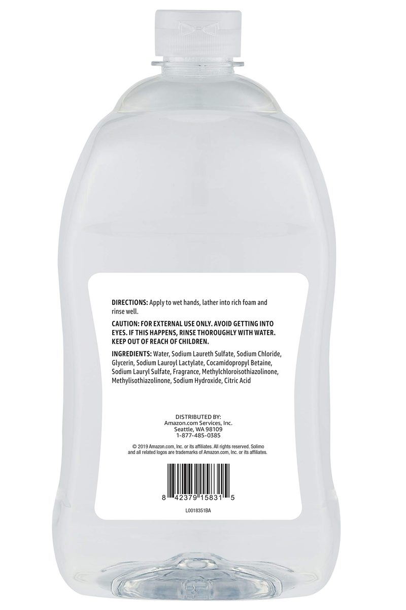 Amazon Brand - Solimo Liquid Hand Soap Refill, Coconut and Ginger Scent, Triclosan-Free, 56 Fluid Ounces, Pack of 4