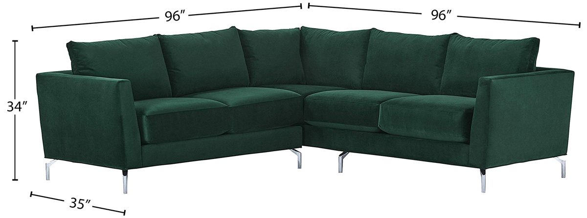 Amazon Brand – Rivet Emerly Modern Sectional Sofa, 96"W, Emerald