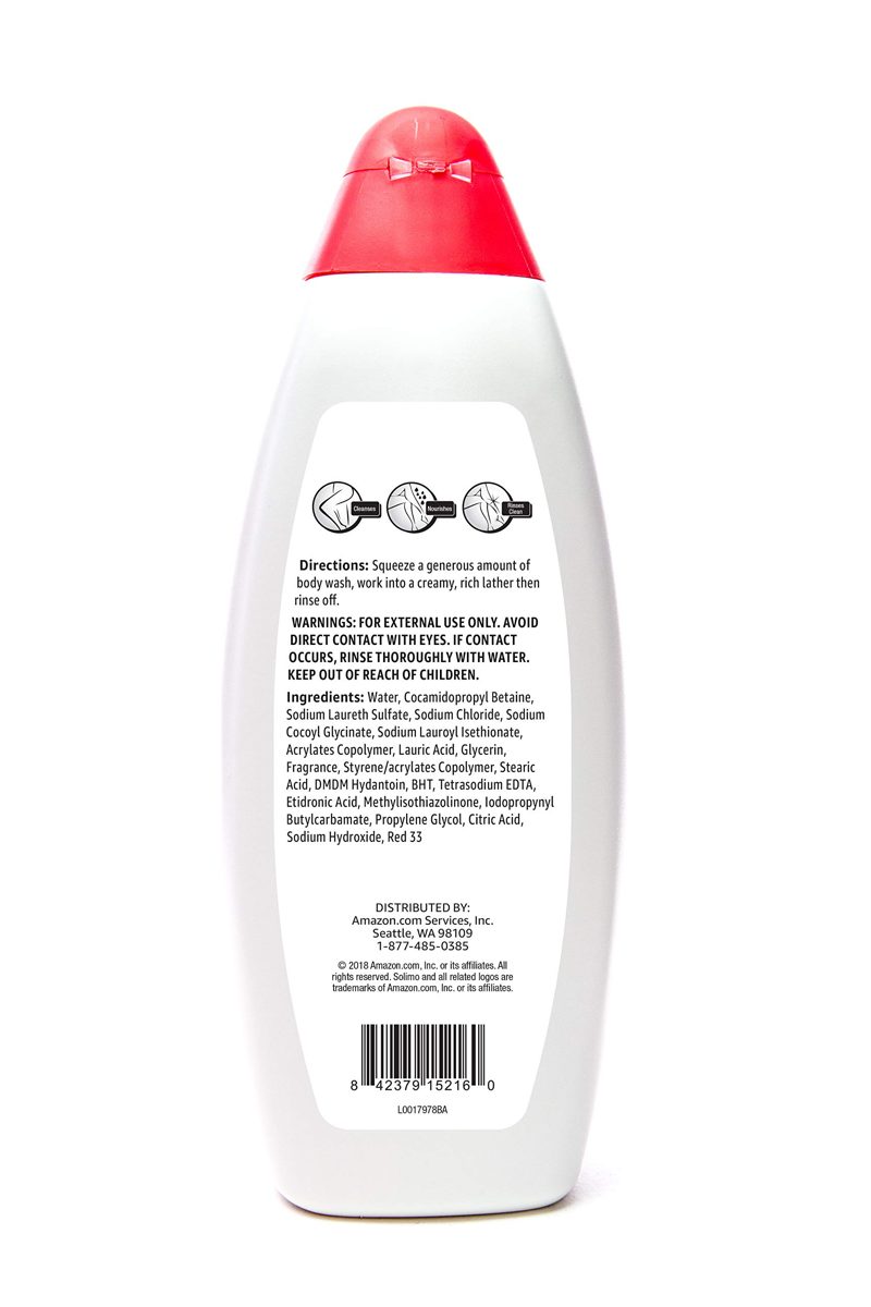 Amazon Brand - Solimo Body Wash, Lemon Verbena and Pomegranate Scented, Dermatologist Tested, 22 Fluid Ounce