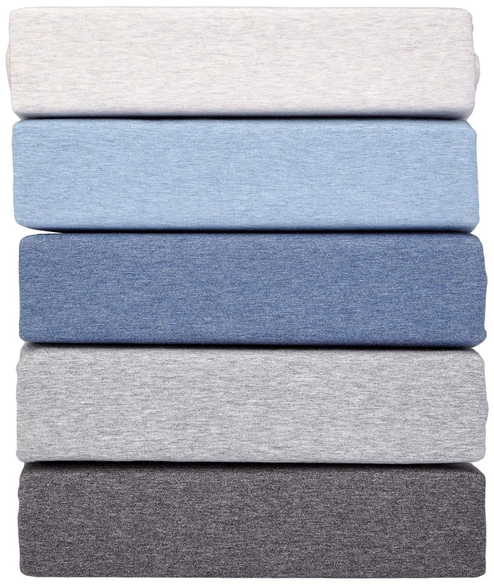 AmazonBasics Fitted Sheet, Mottled Jersey Fabric, 180 x 290 + 10 cm, Light Grey