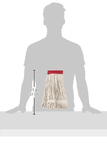 AmazonBasics Loop-End Synthetic Commercial String Mop Head, 5 Inch Headband, Medium, White, 6-Pack