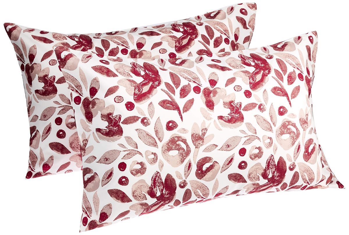 AmazonBasics Premium Microfiber Pillowcases, 2-Pack - 40 x 80 cm, Watercolor Rumba Red