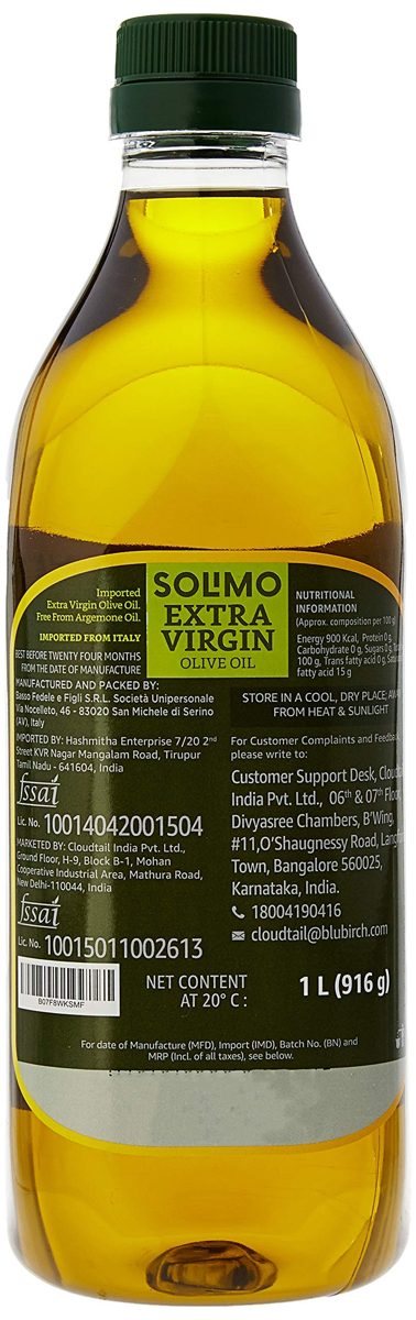 Amazon Brand - Solimo Extra Virgin Olive Oil, 1L