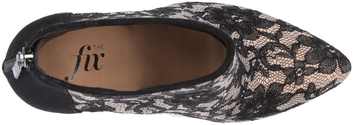 The Fix Women's Melanie Pointed Toe Stiletto Ankle Boot, Black/Nude Lace, 7.5 B US
