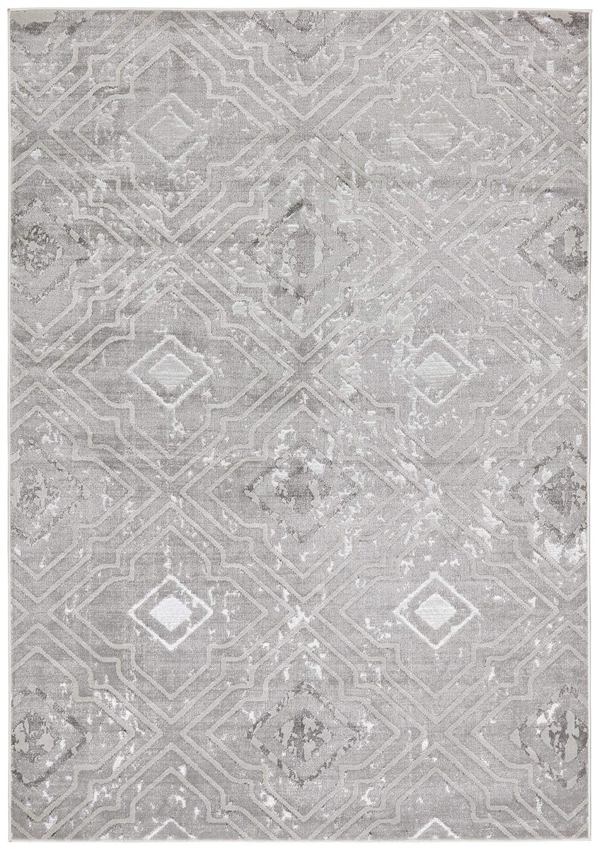 Amazon Brand – Rivet Polyester Area Rug, 8 x 11 Foot, Silver, Grey, White