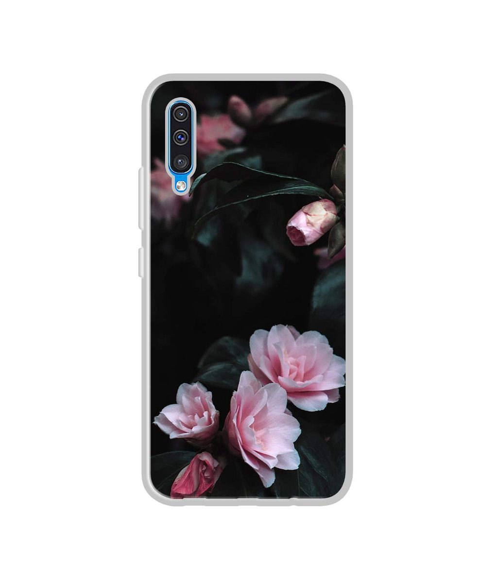 Amazon Brand - Solimo Designer Dark Flowers Photography UV Printed Soft Back Case Mobile Cover for Samsung Galaxy A50