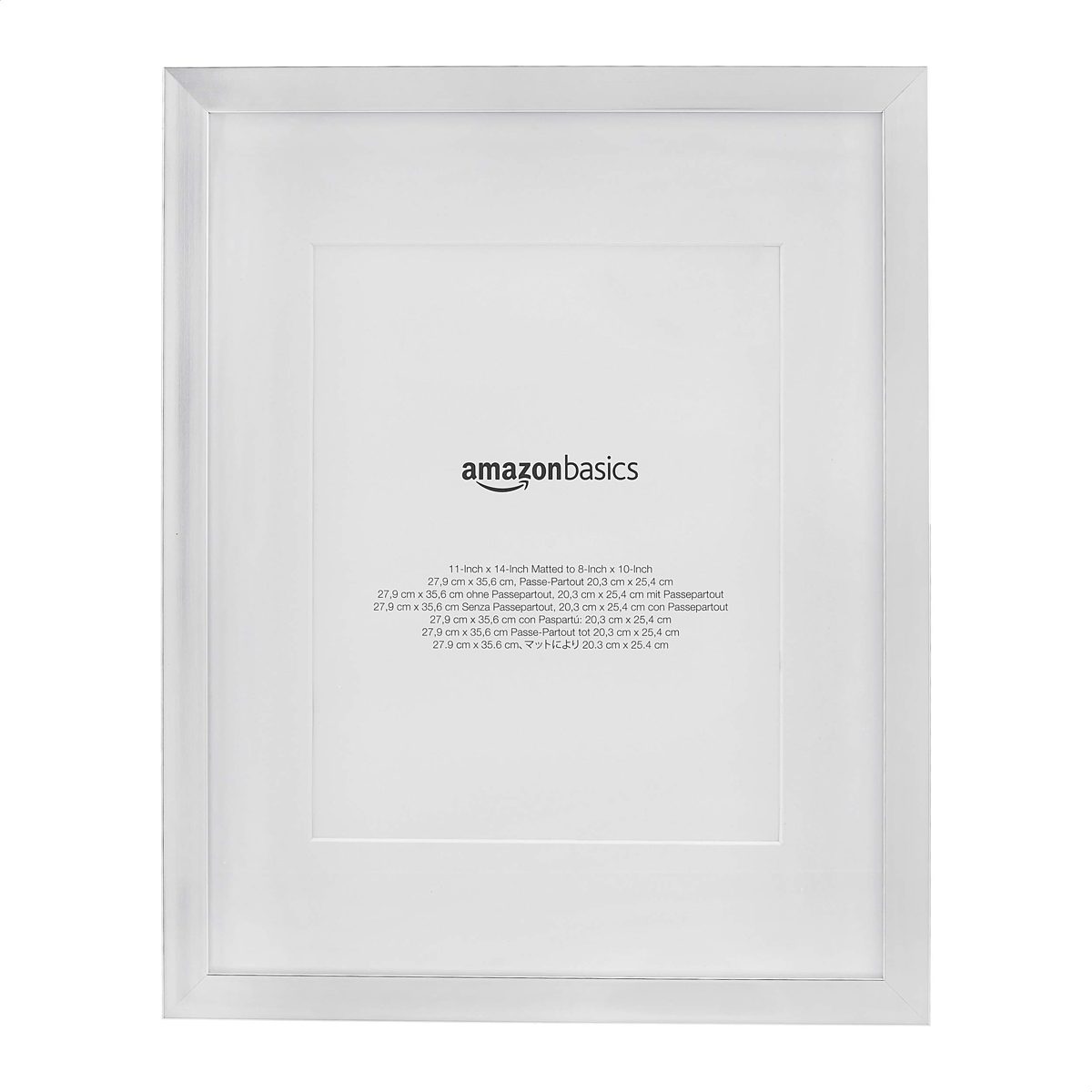 AmazonBasics 11" x 14" Photo Picture Frame or 8" x 10" with Mat - Nickel, 2-Pack