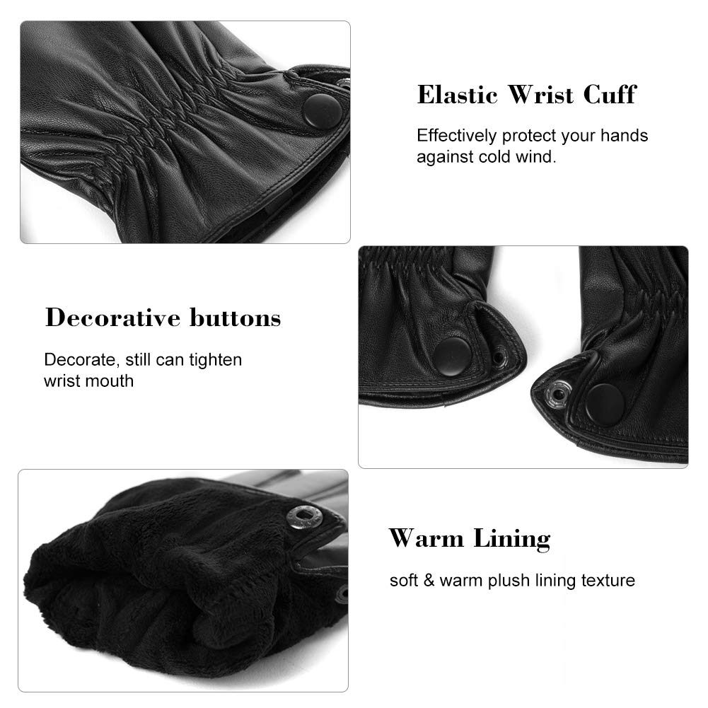Winter Warm Lined Driving Motorcycle Dress Gloves For Men and Women 3 Size Black
