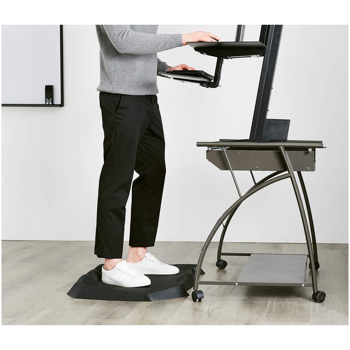 AmazonBasics Ergonomic Anti-Fatigue Standing Desk Mat, Office Mat, Acupuncture Stimulating Surface, 80 x 62.5 x 7.6 cm, Black, Pack of 4