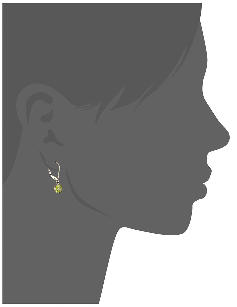 10k Yellow Gold Cushion-Cut Checkerboard Peridot Leverback Earrings (6mm)
