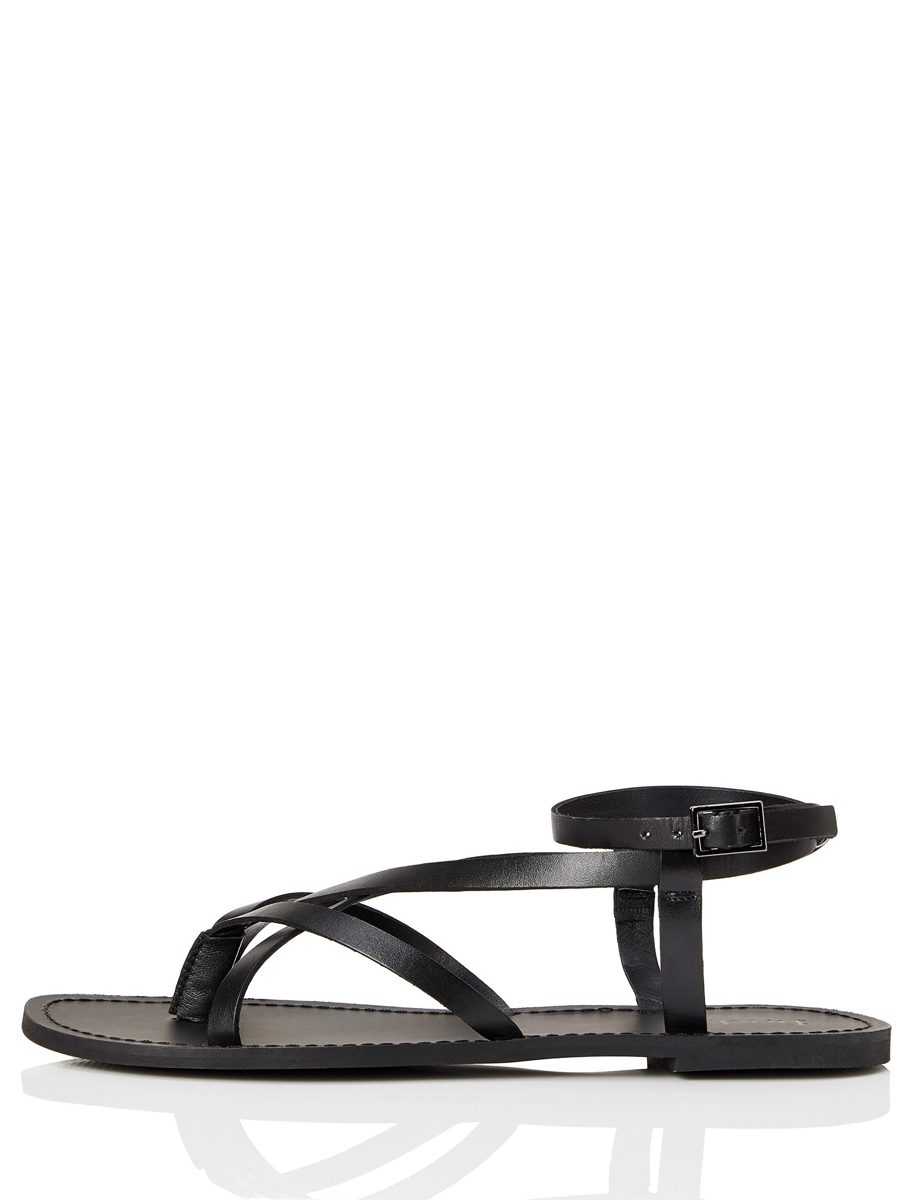 find. Women's Leather Strappy Gladiator Open Toe Sandals, Black, 10