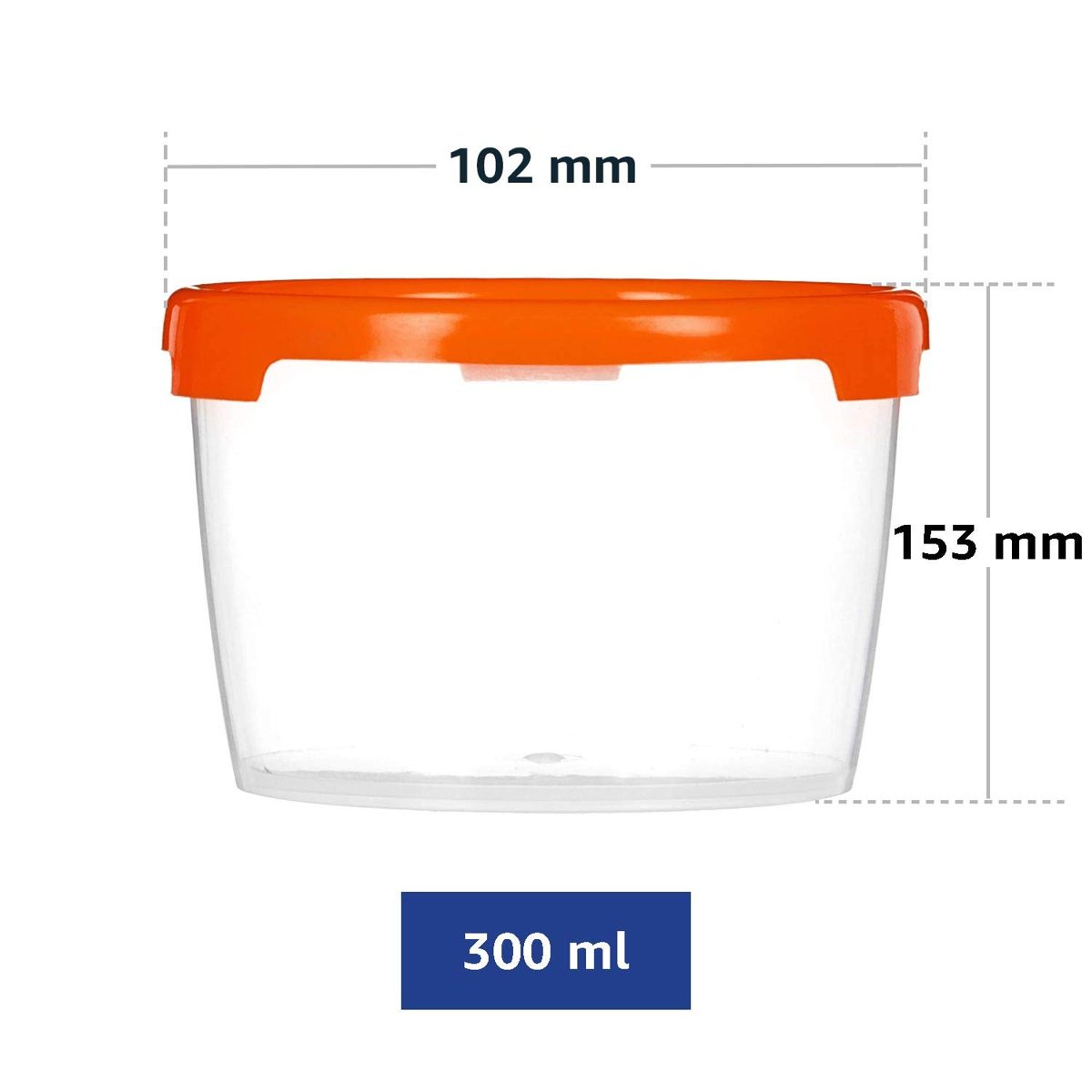 Amazon Brand - Solimo Plastic Storage Container Set, 300ml, Set of 3, Multicolour