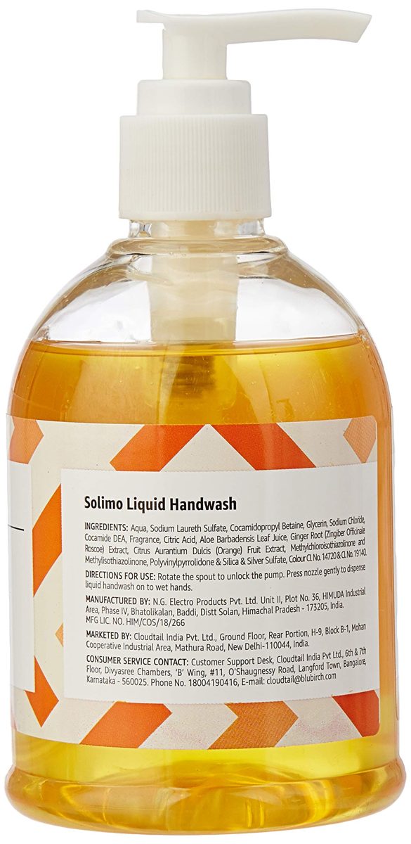 Amazon Brand - Solimo Handwash Liquid, Orange Ginger - 250 ml