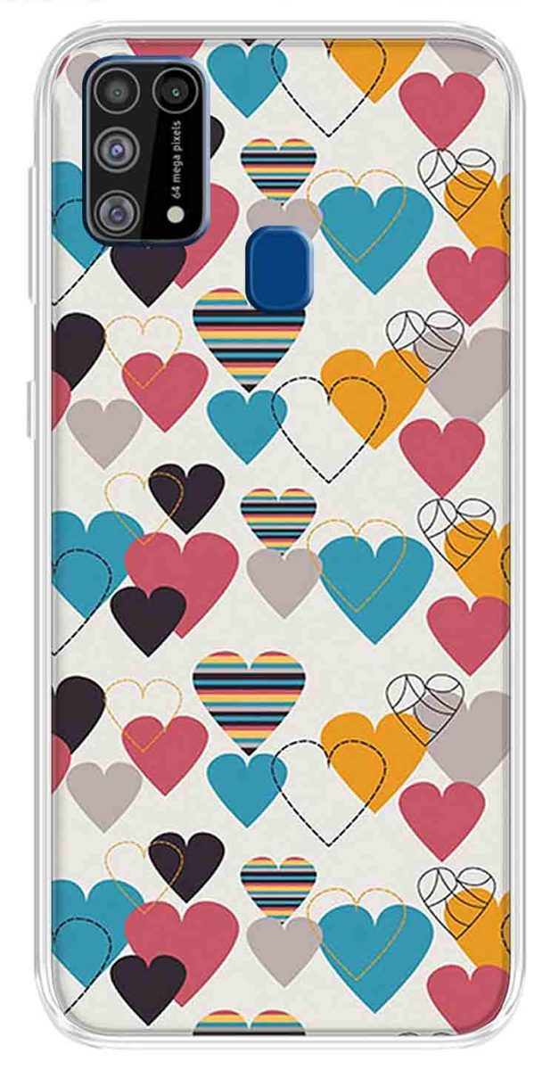 Amazon Brand - Solimo Designer Multicolor Lovely Heart Pattern Design Printed Soft Back Case Mobile Cover for Samsung Galaxy M31