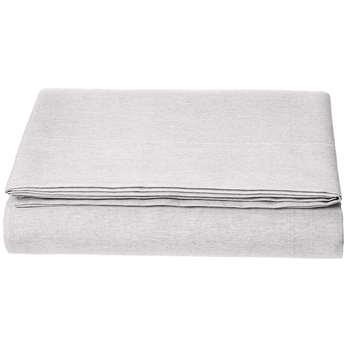 AmazonBasics Chambray Flat Sheet, 240 x 320 + 10 cm - Soft Grey