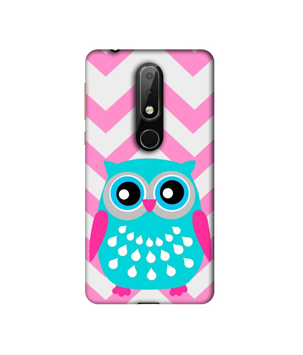 Amazon Brand - Solimo Designer Sky Blue Owl 3D Printed Hard Back Case Mobile Cover for Nokia 6.1 Plus