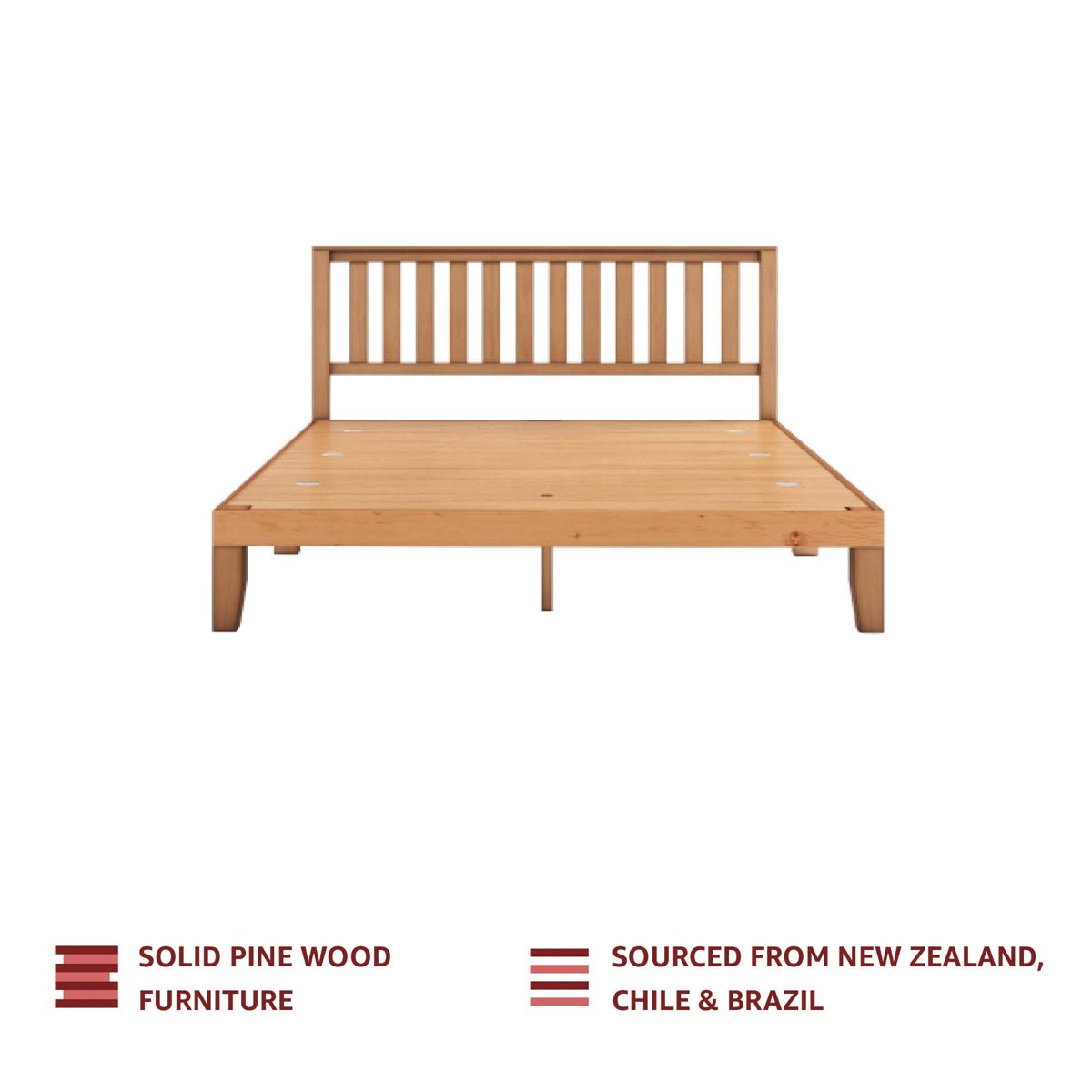 Amazon Brand - Solimo Neo Solid Wood Queen Bed (Walnut Finish)