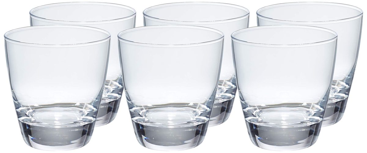 AmazonBasics Eastlake Old Fashioned Glass Drinkware Set, 10.75-Ounce, Set of 6